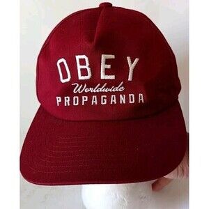 OBEY WORLDWIDE PROPAGANDA Cap Hat Logo Snapback Wine Red One Size Unisex